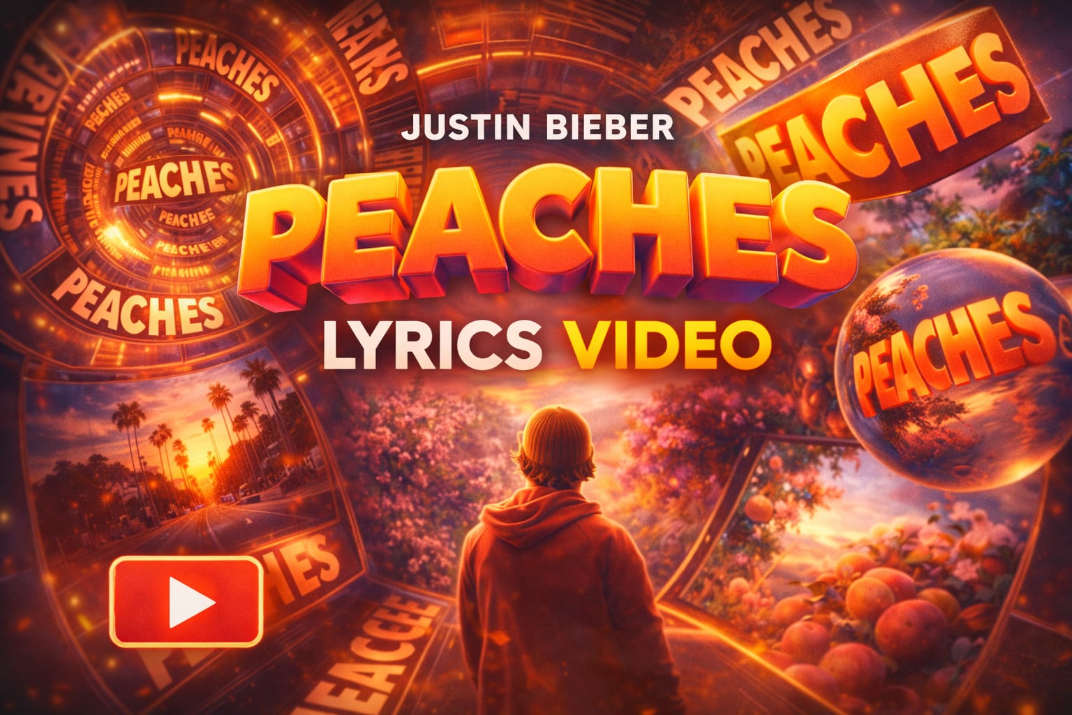 Peaches - Justin Beiber 3D tunnel lyrics video thumbnail